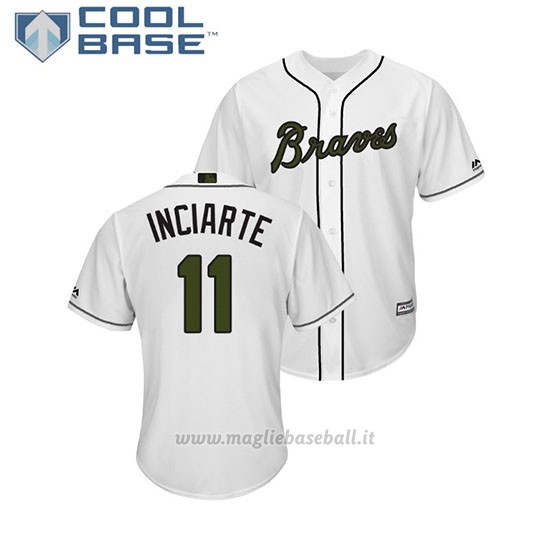 Maglia Baseball Uomo Atlanta Braves Ender Inciarte 2018 Dia de los Caidos Cool Base Bianco